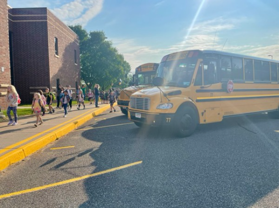 School busses outside of school